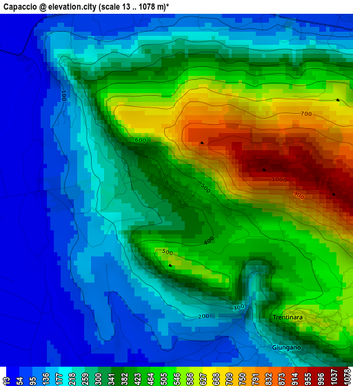 Capaccio elevation map