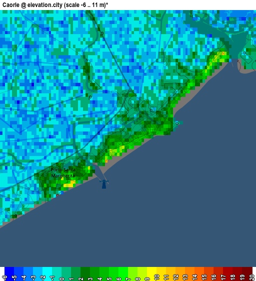 Caorle elevation map