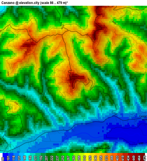 Canzano elevation map