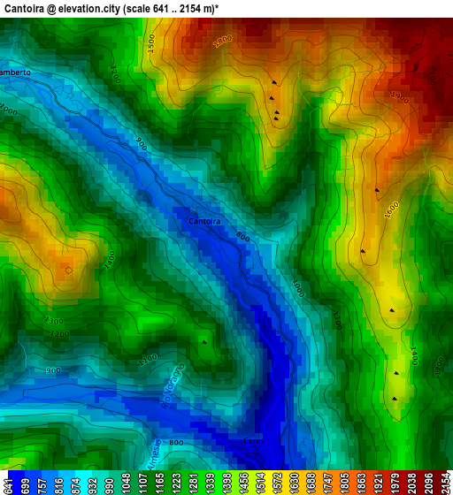 Cantoira elevation map