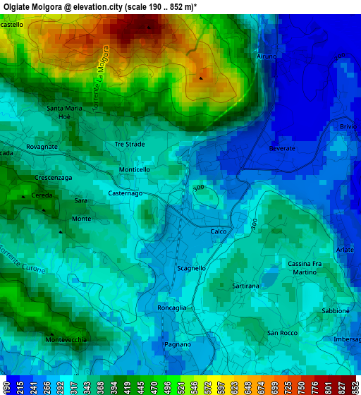 Olgiate Molgora elevation map