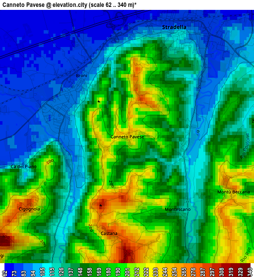 Canneto Pavese elevation map