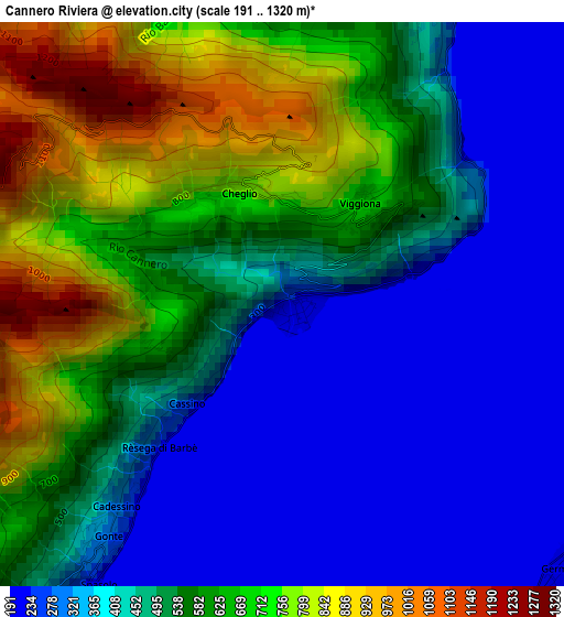 Cannero Riviera elevation map