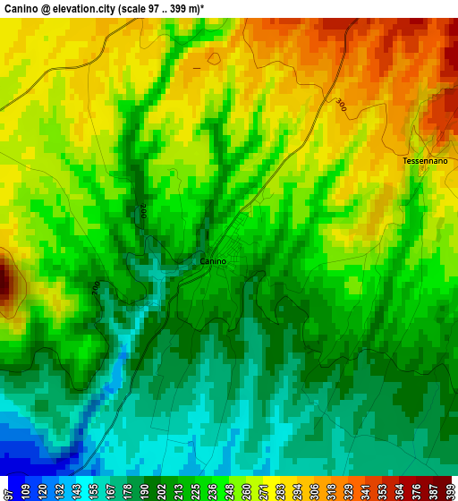 Canino elevation map