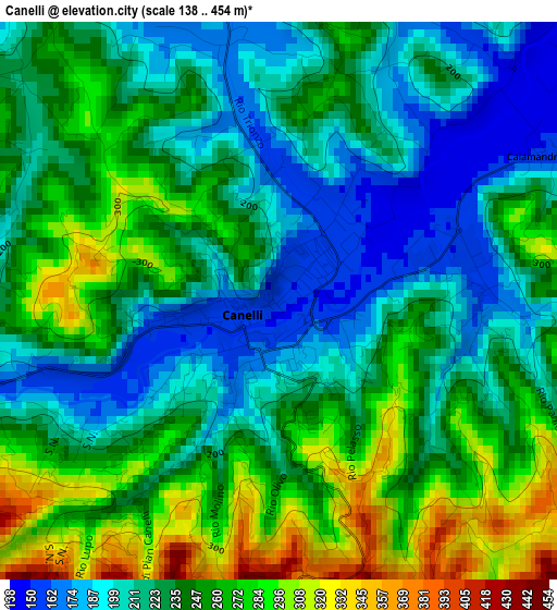 Canelli elevation map