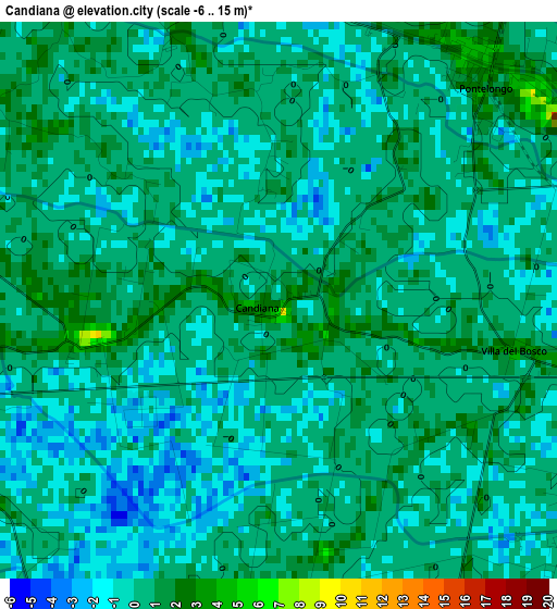 Candiana elevation map