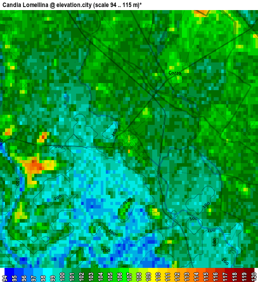 Candia Lomellina elevation map