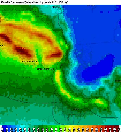 Candia Canavese elevation map