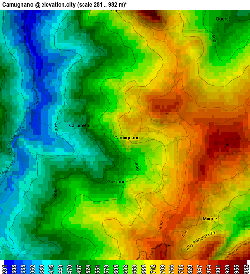 Camugnano elevation map