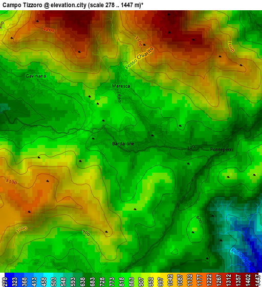 Campo Tizzoro elevation map