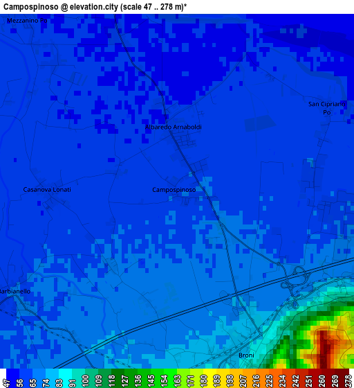 Campospinoso elevation map