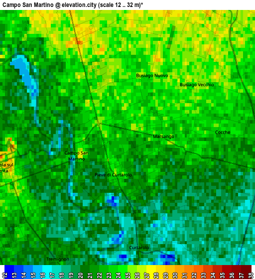 Campo San Martino elevation map