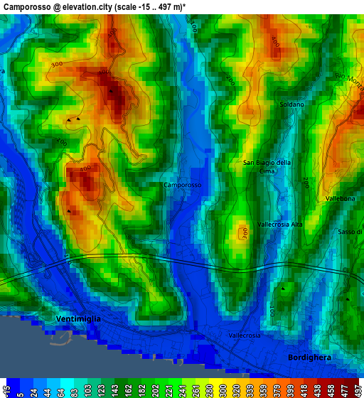 Camporosso elevation map