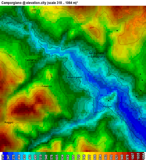 Camporgiano elevation map