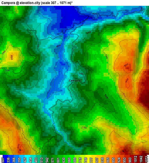 Campora elevation map