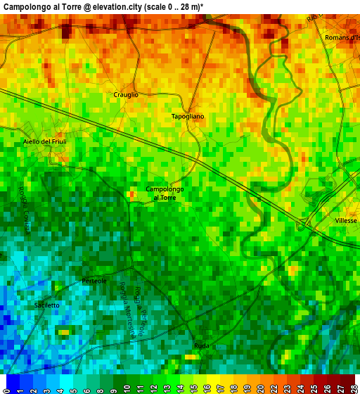 Campolongo al Torre elevation map