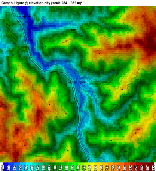 Campo Ligure elevation map