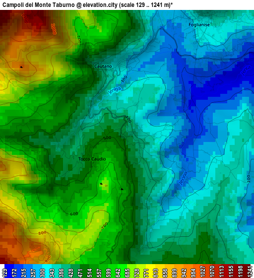 Campoli del Monte Taburno elevation map