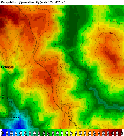 Campolattaro elevation map