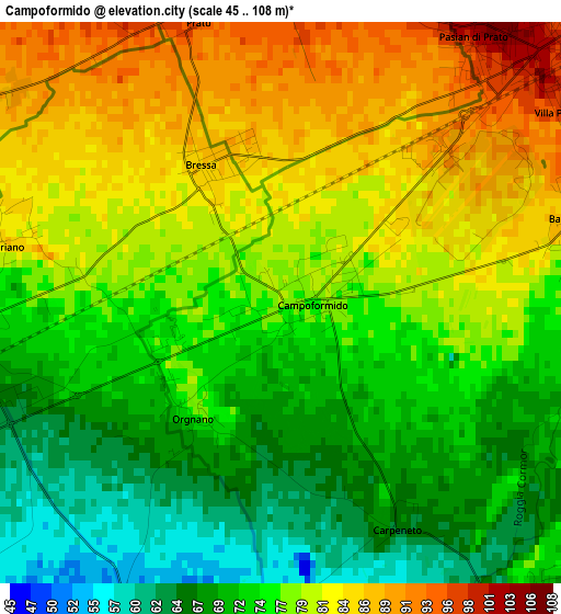 Campoformido elevation map