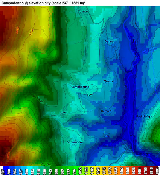 Campodenno elevation map