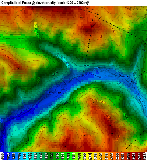 Campitello di Fassa elevation map