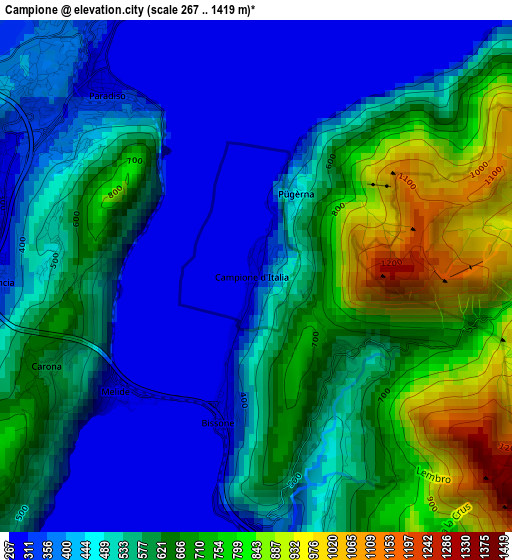 Campione elevation map