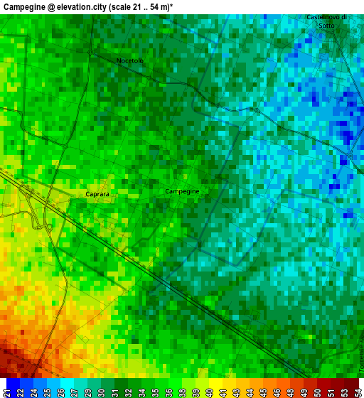 Campegine elevation map