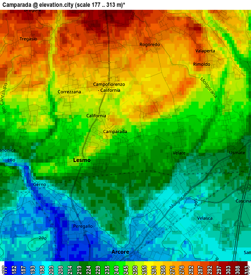 Camparada elevation map