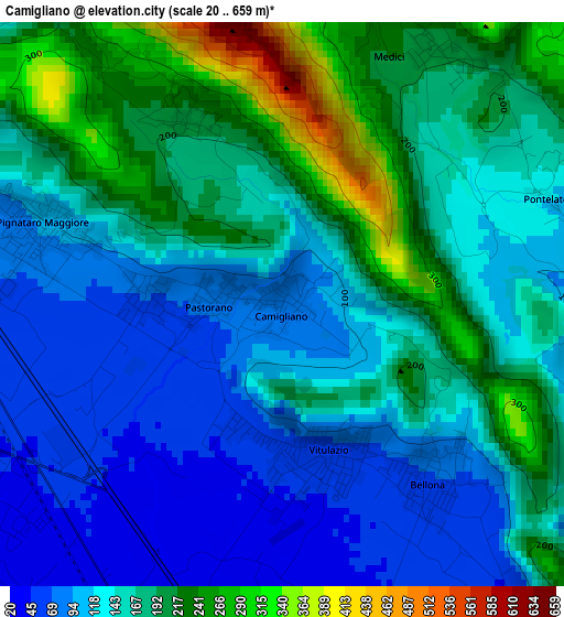 Camigliano elevation map