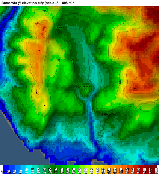 Camerota elevation map