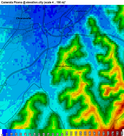 Camerata Picena elevation map