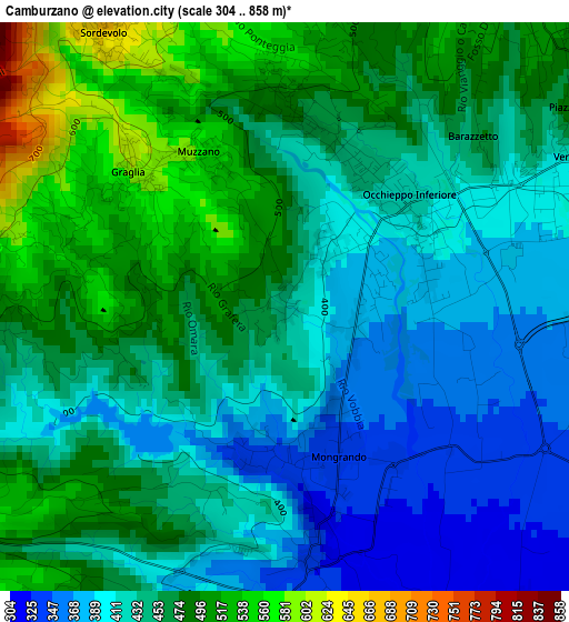 Camburzano elevation map