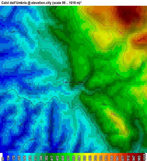 Calvi dell'Umbria elevation map