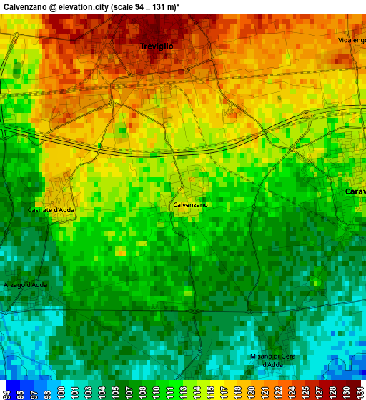 Calvenzano elevation map