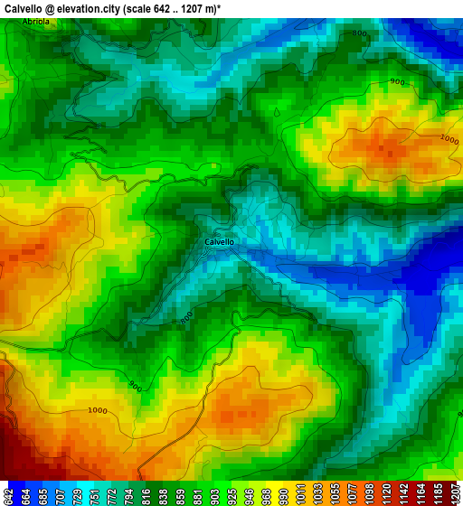 Calvello elevation map