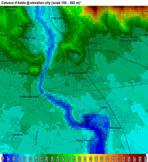 Calusco d'Adda elevation map