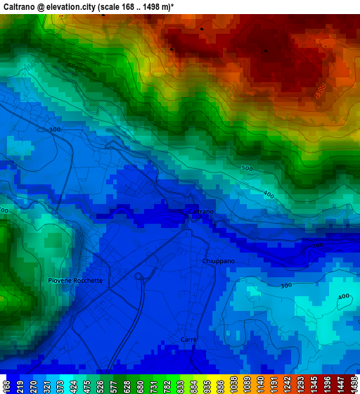 Caltrano elevation map