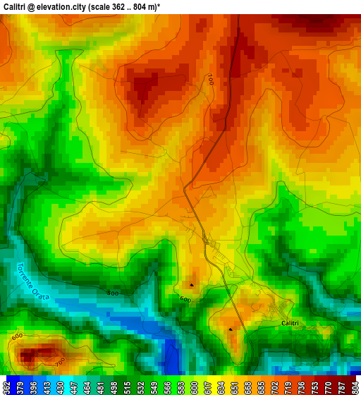 Calitri elevation map