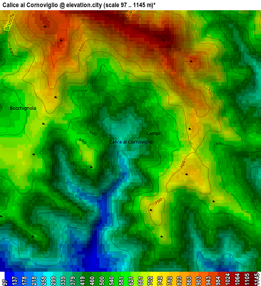 Calice al Cornoviglio elevation map