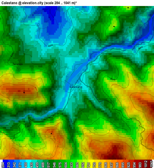 Calestano elevation map