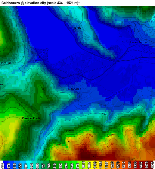 Caldonazzo elevation map