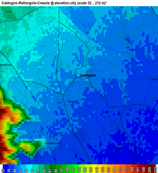 Caldogno-Rettorgole-Cresole elevation map
