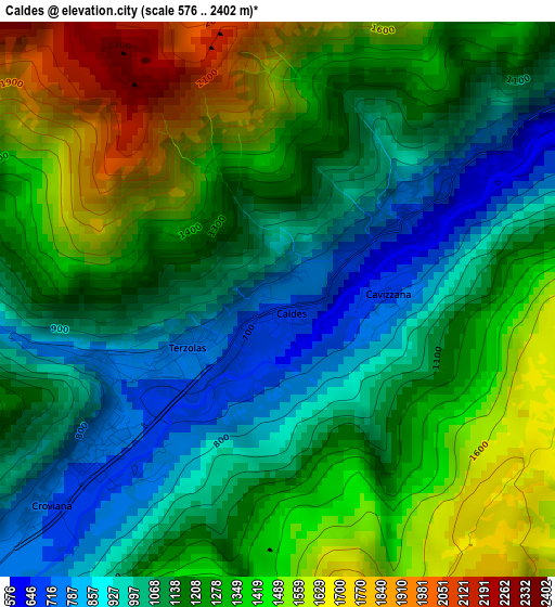 Caldes elevation map