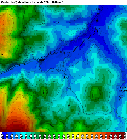 Caldarola elevation map