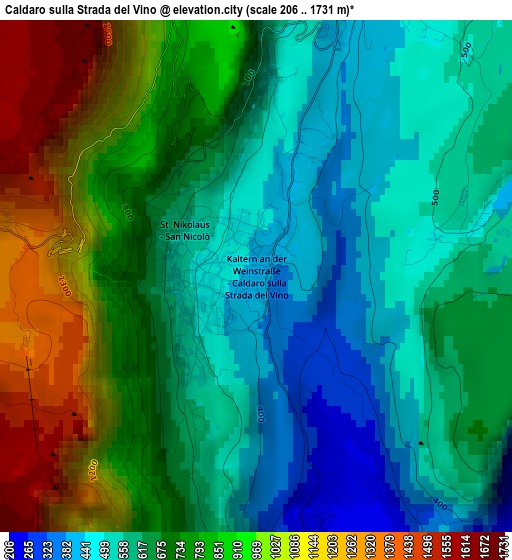 Caldaro sulla Strada del Vino elevation map