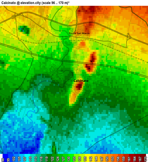 Calcinato elevation map