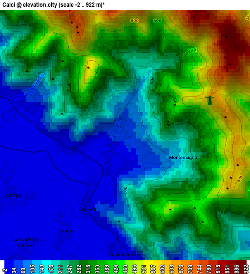 Calci elevation map