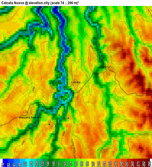 Calcata Nuova elevation map