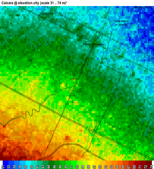 Calcara elevation map